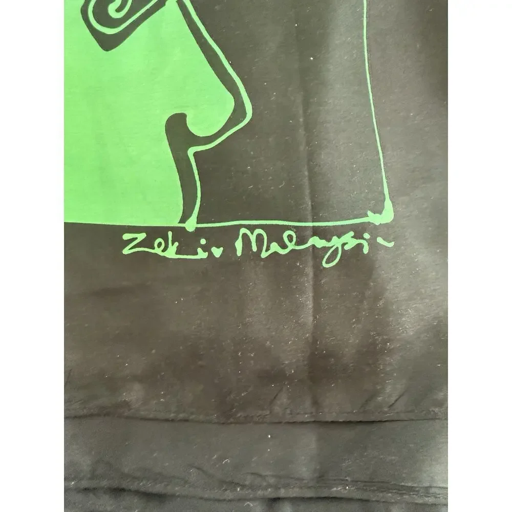 Artist Signed Hand Painted Silk Scarf Large Square Green Floral Wearable Art 34” - Picture 4 of 4